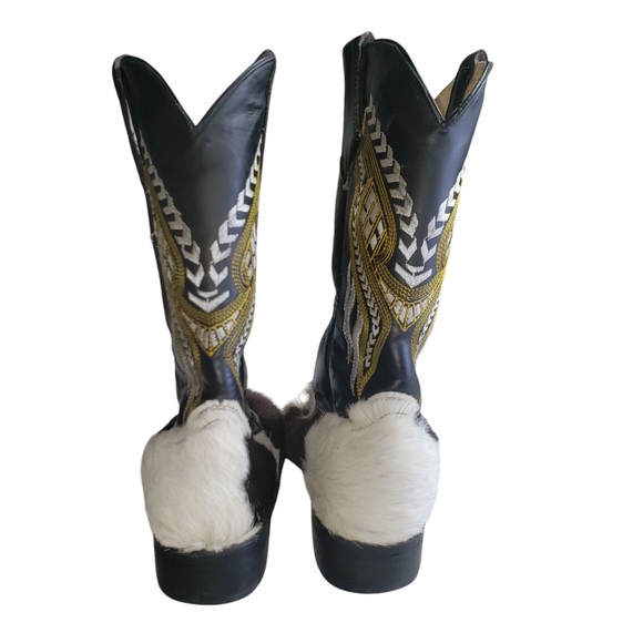 Luigui Womens Western Cowboy Boots Sz 10 Hand Made Cowhide Leather Embroidered - Picture 6 of 13